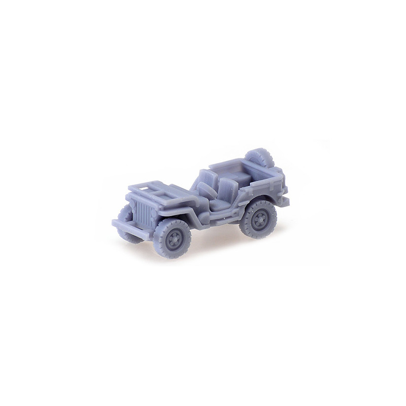 JEEP W/SPARE WHEEL WINDSHIELD DOWN – UNPAINTED / 1:160