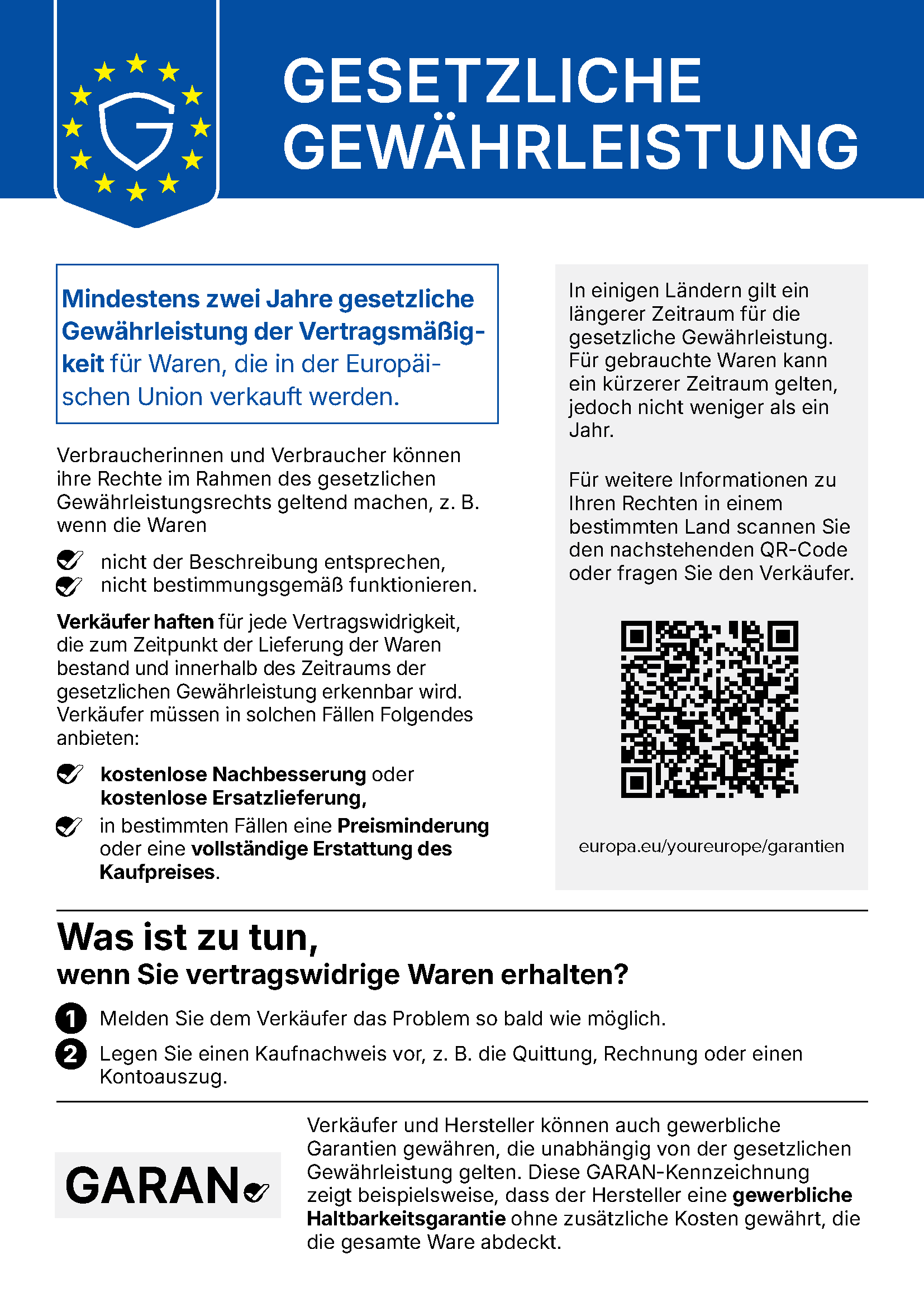 Gewährleistungserklärung